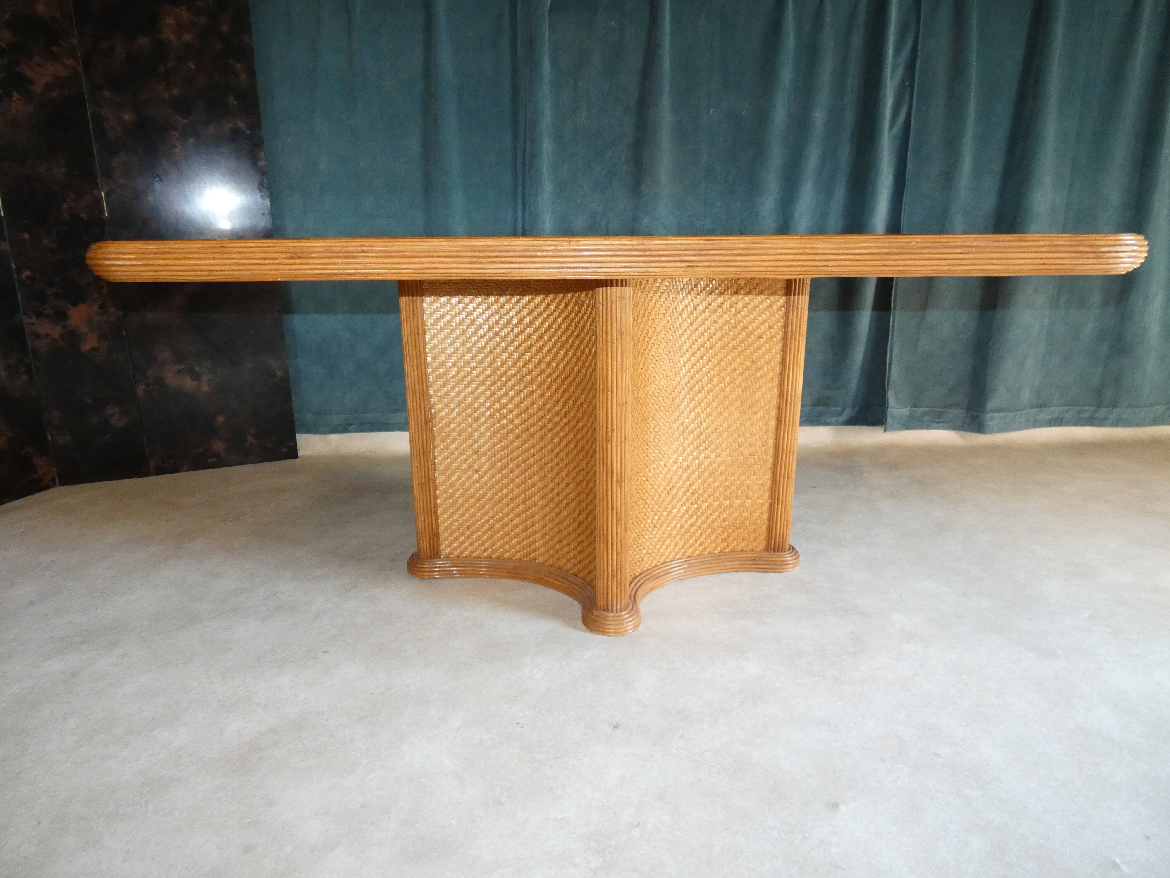 Dinner table in rattan cane