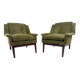 Mid-Century Modern Pair of Italian Armchairs, Green Velvet, 1960s