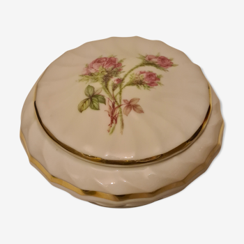Bonbonnière en porcelaine de limoges décor roses