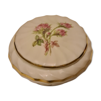 Limoges porcelain candy box with rose decor