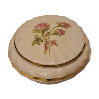 Bonbonnière en porcelaine de limoges décor roses