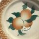 4 dessert plates Digoin fruit with a red rim