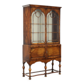 Antique Chippendale-style walnut display cabinet, Italy, 20th century.