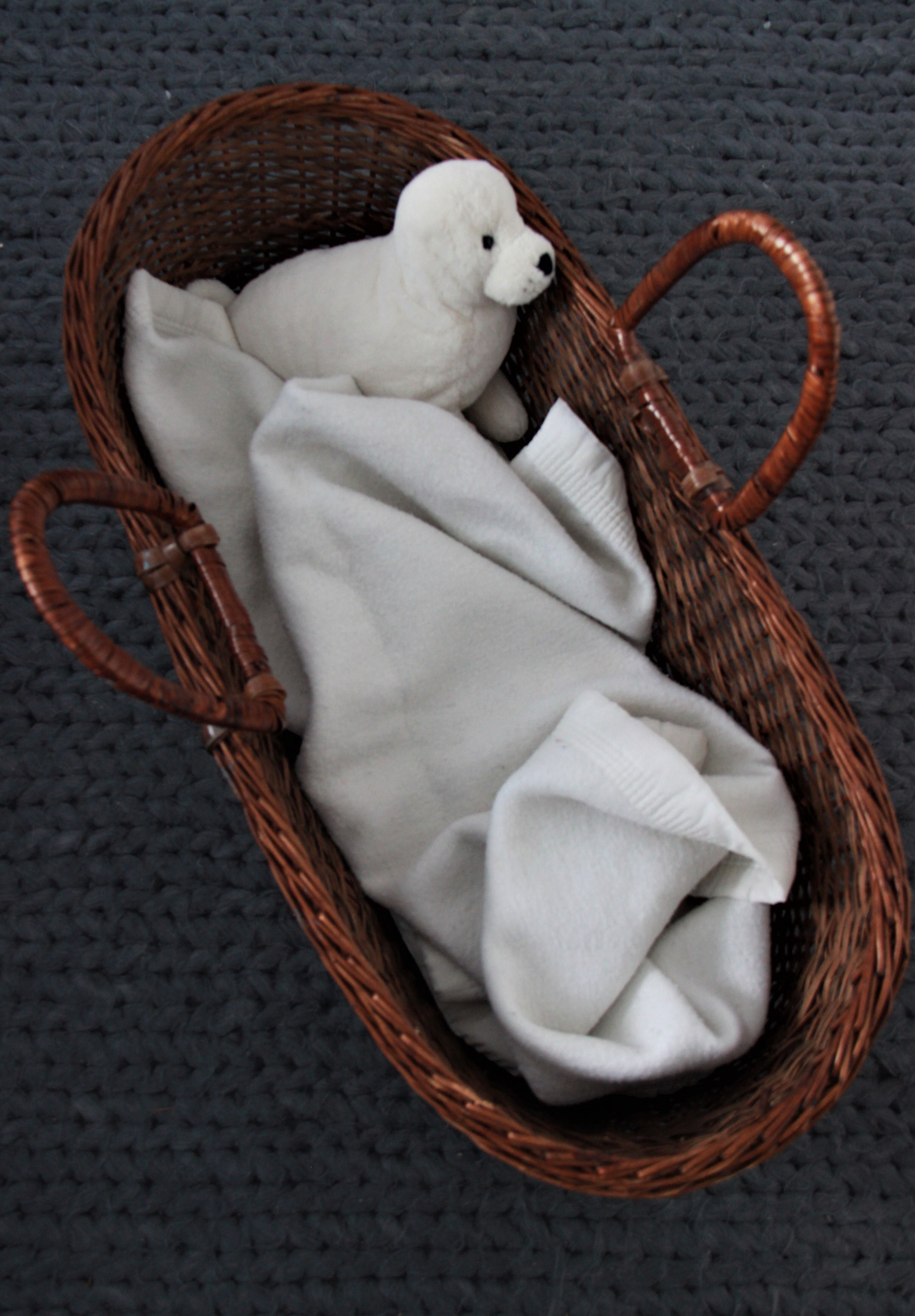 Brown rattan bassinet