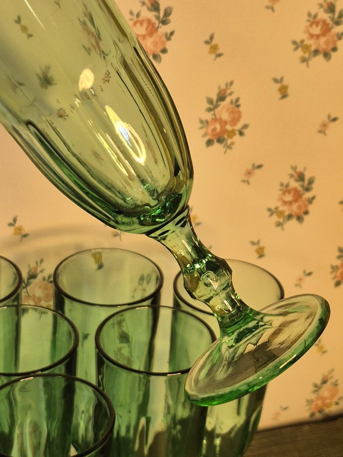 Transparent green flutes