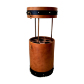Retractable side bar in imitation leather vintage fawn color of the 50s / 60s