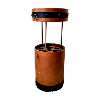 Retractable side bar in imitation leather vintage fawn color of the 50s / 60s