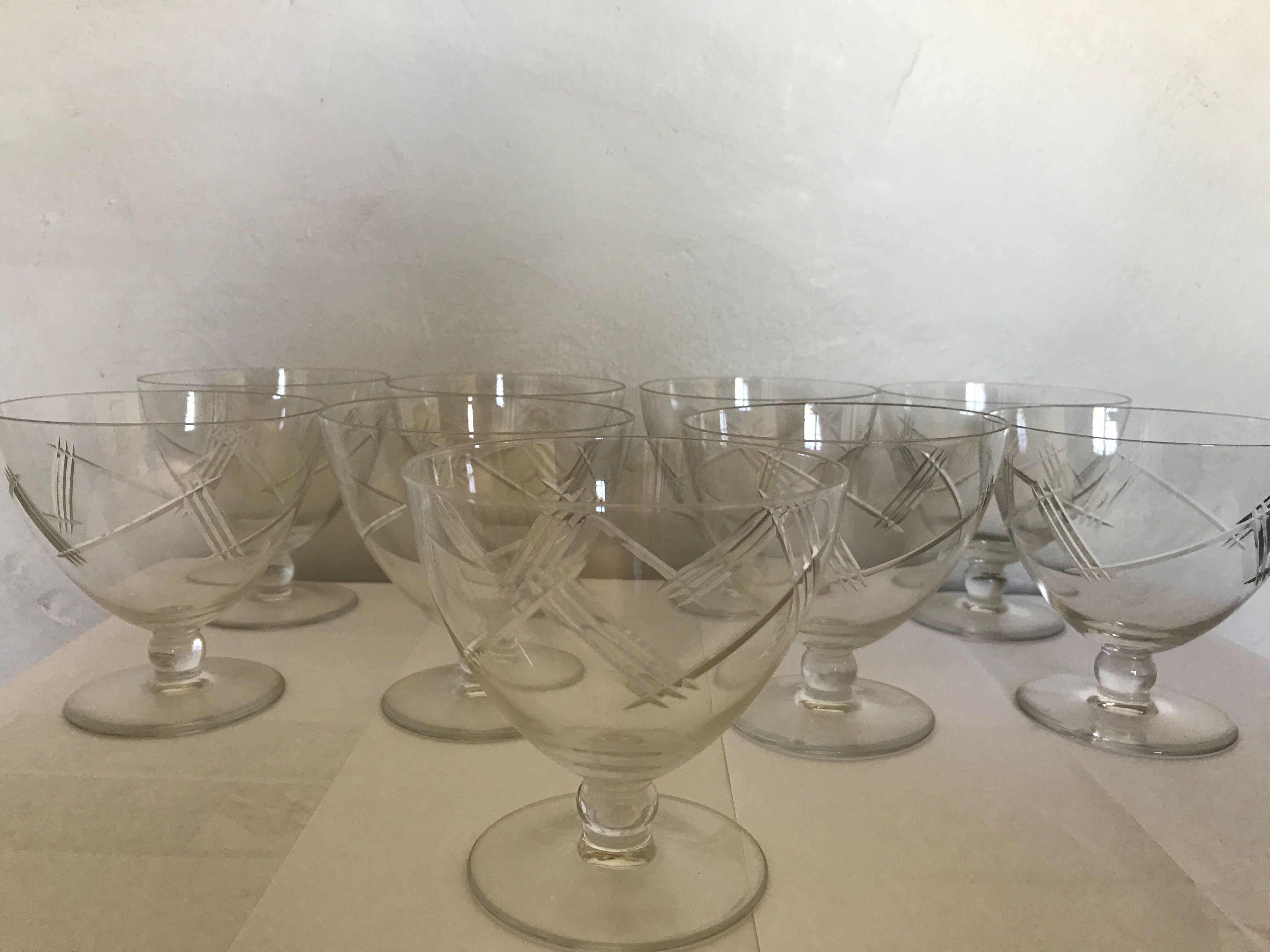 9 former chased crystal wine glass set