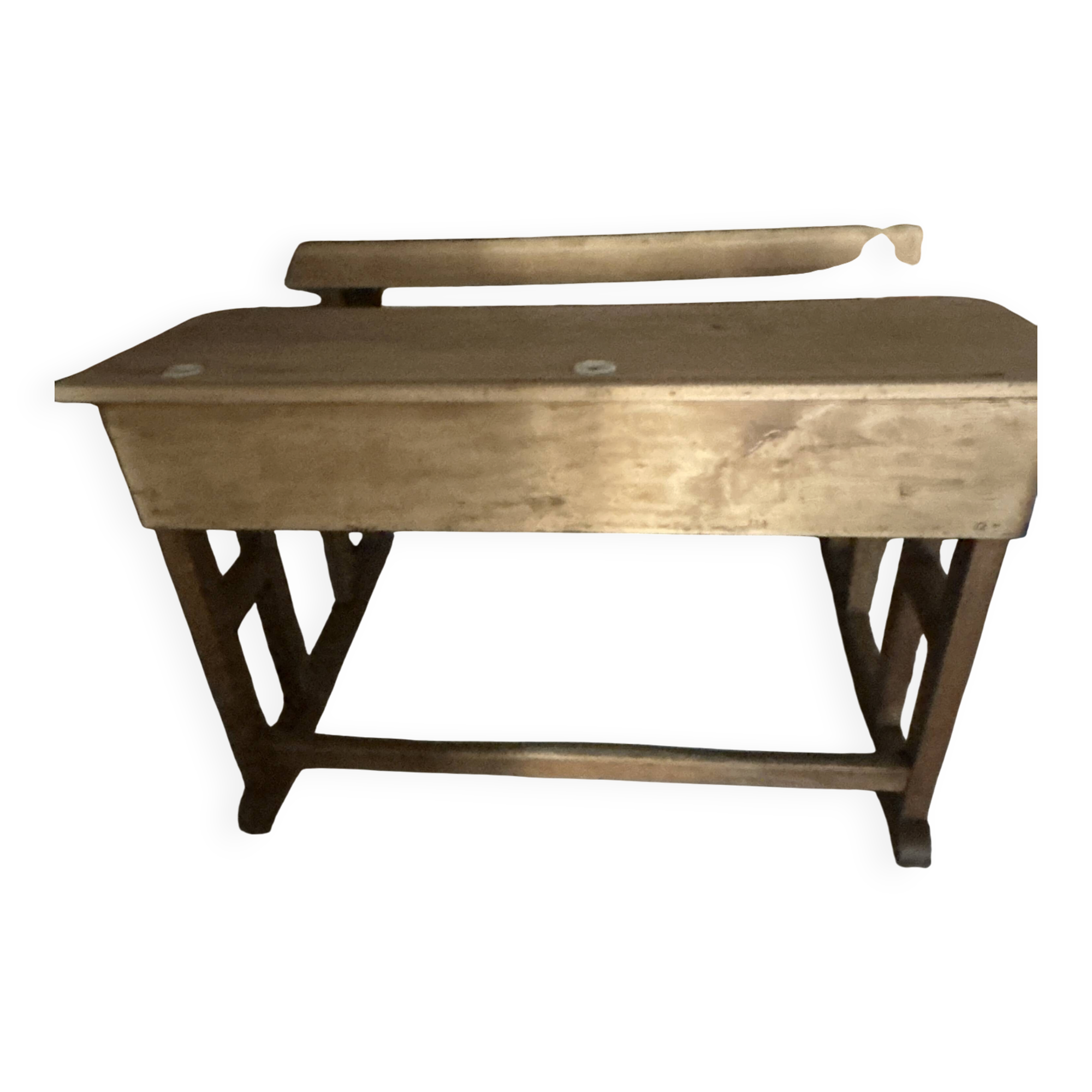 Double wooden school desk