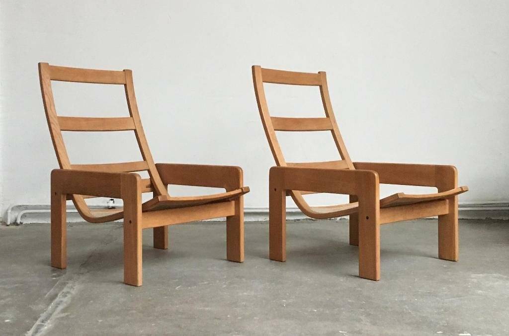 Vintage lounge chair set in Swedish beech by Yngve Ekström for Swedese, 1970s.