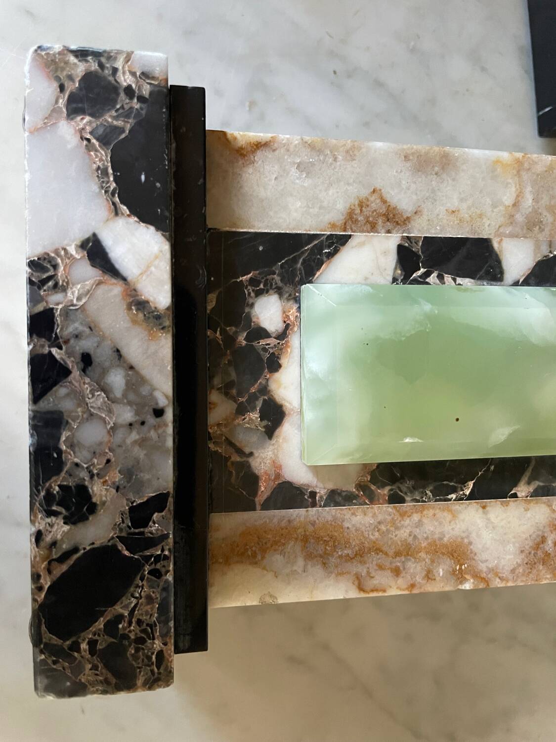 Pair of Art Deco marble and onyx bookends
