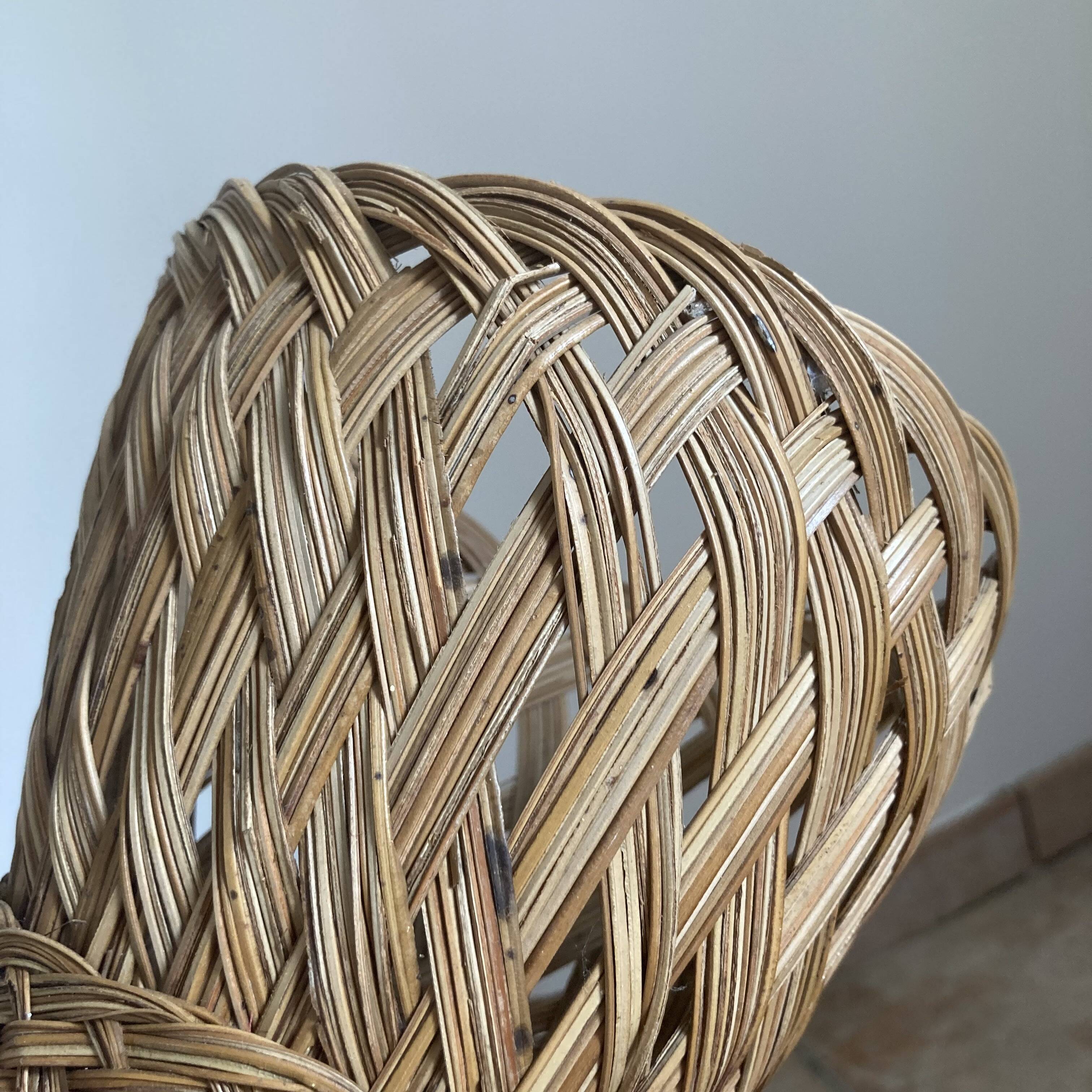 Vintage woven wicker plant pot cover