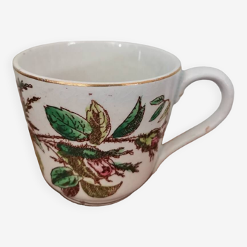 Vintage coffee mug j. Vieillard & Cie burgundy flower pattern engraving