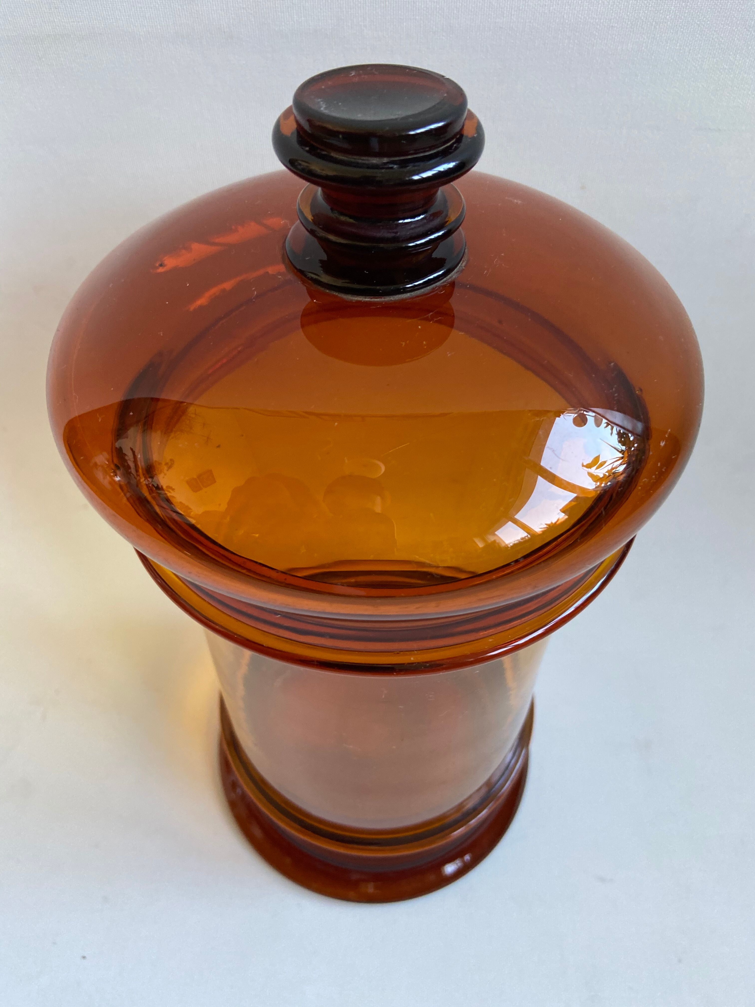 Amber glass apothecary jar