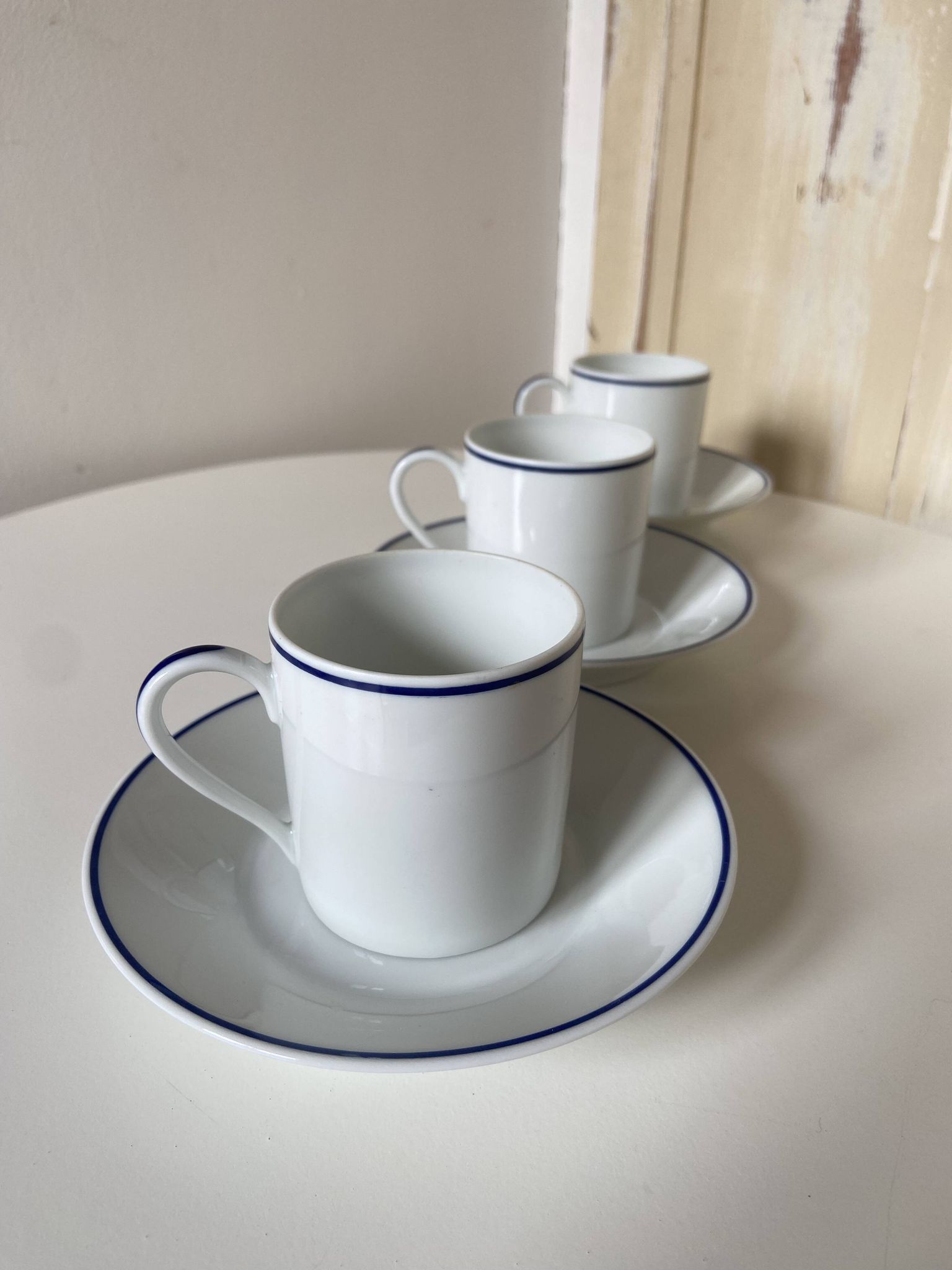Set of 3 Jammet Seignolles coffee cups and bowls in Limoges model ROYAN