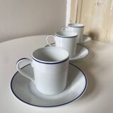 Set of 3 Jammet Seignolles coffee cups and bowls in Limoges model ROYAN