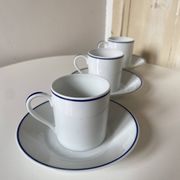 Set of 3 Jammet Seignolles coffee cups and bowls in Limoges model ROYAN
