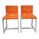 2 vintage orange Gautier monocoque chairs from 1960
