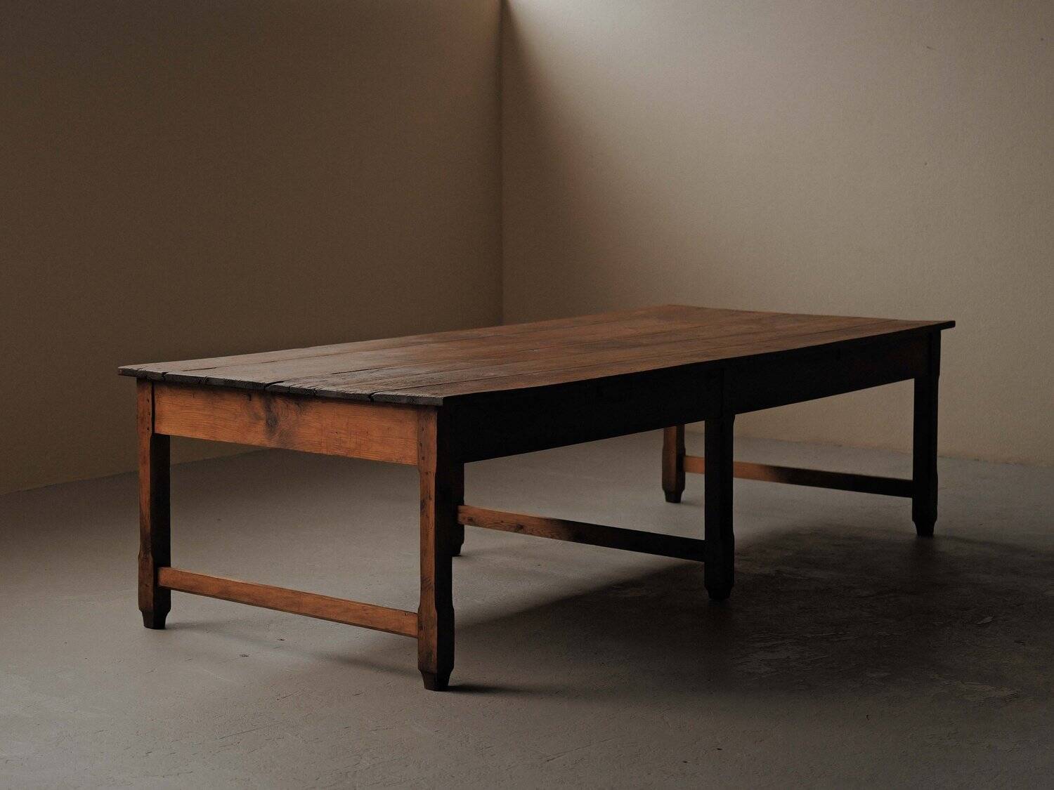 Large antique table in solid pine – France, around 1900