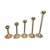 Suite of 5 brass candle holders