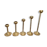 Suite of 5 brass candle holders