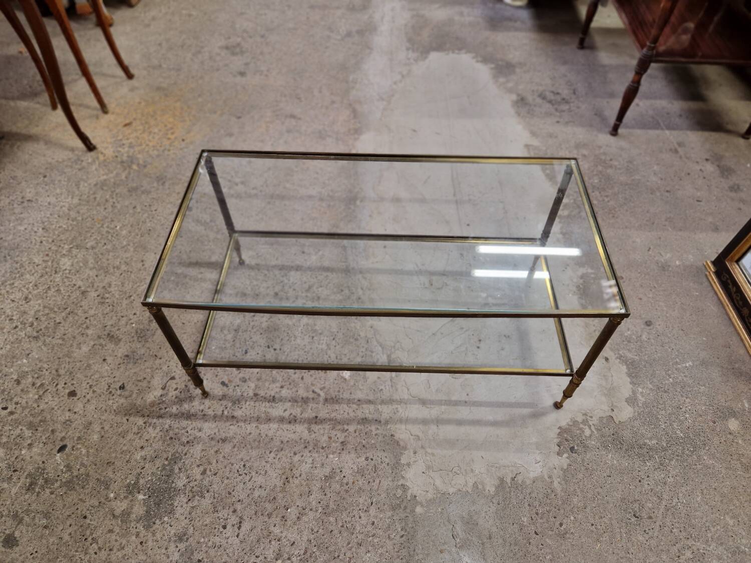 Brass and glass coffee table
