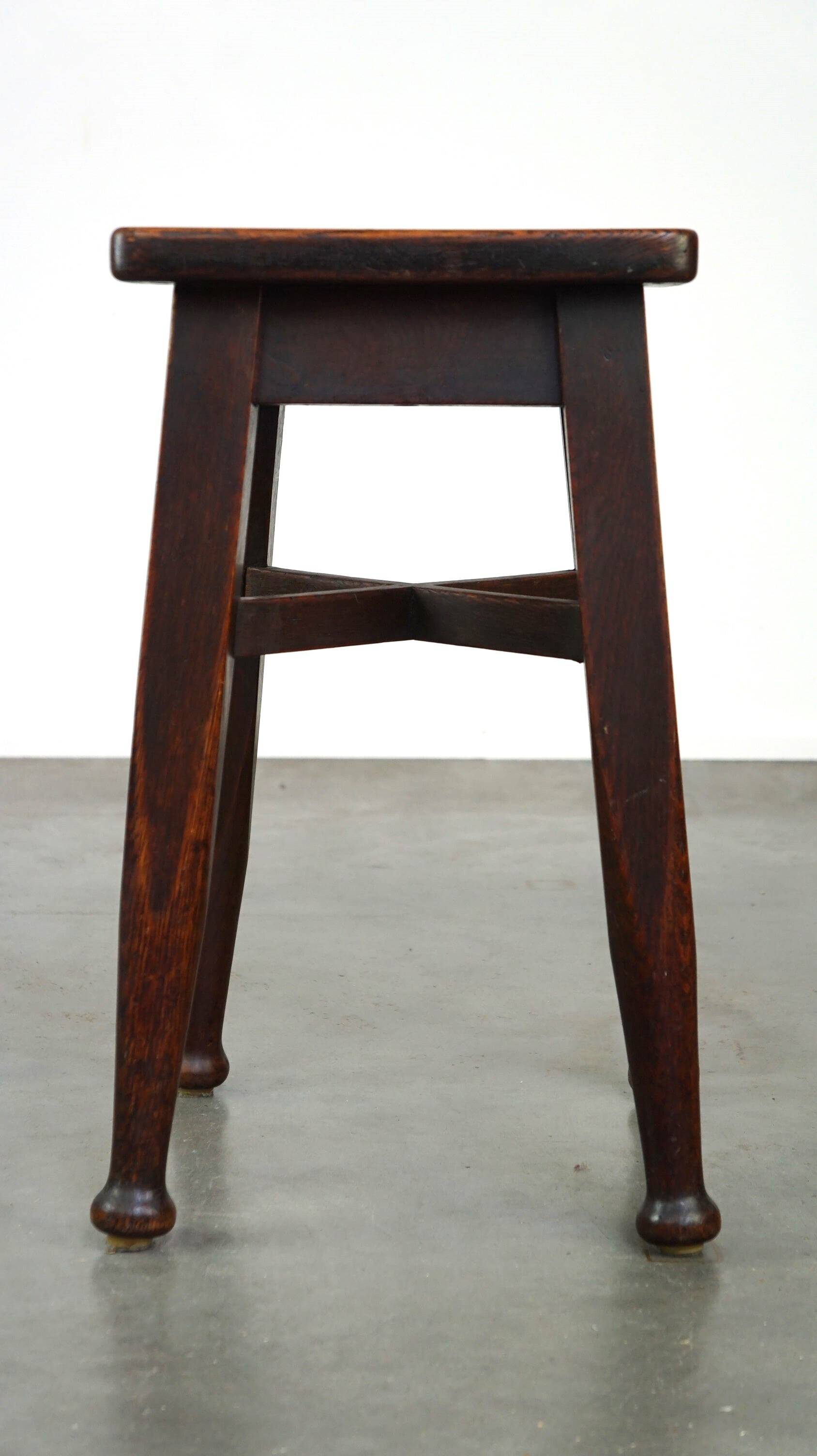 Antique solid oak English stool by Gaskell & Chambers Ltd