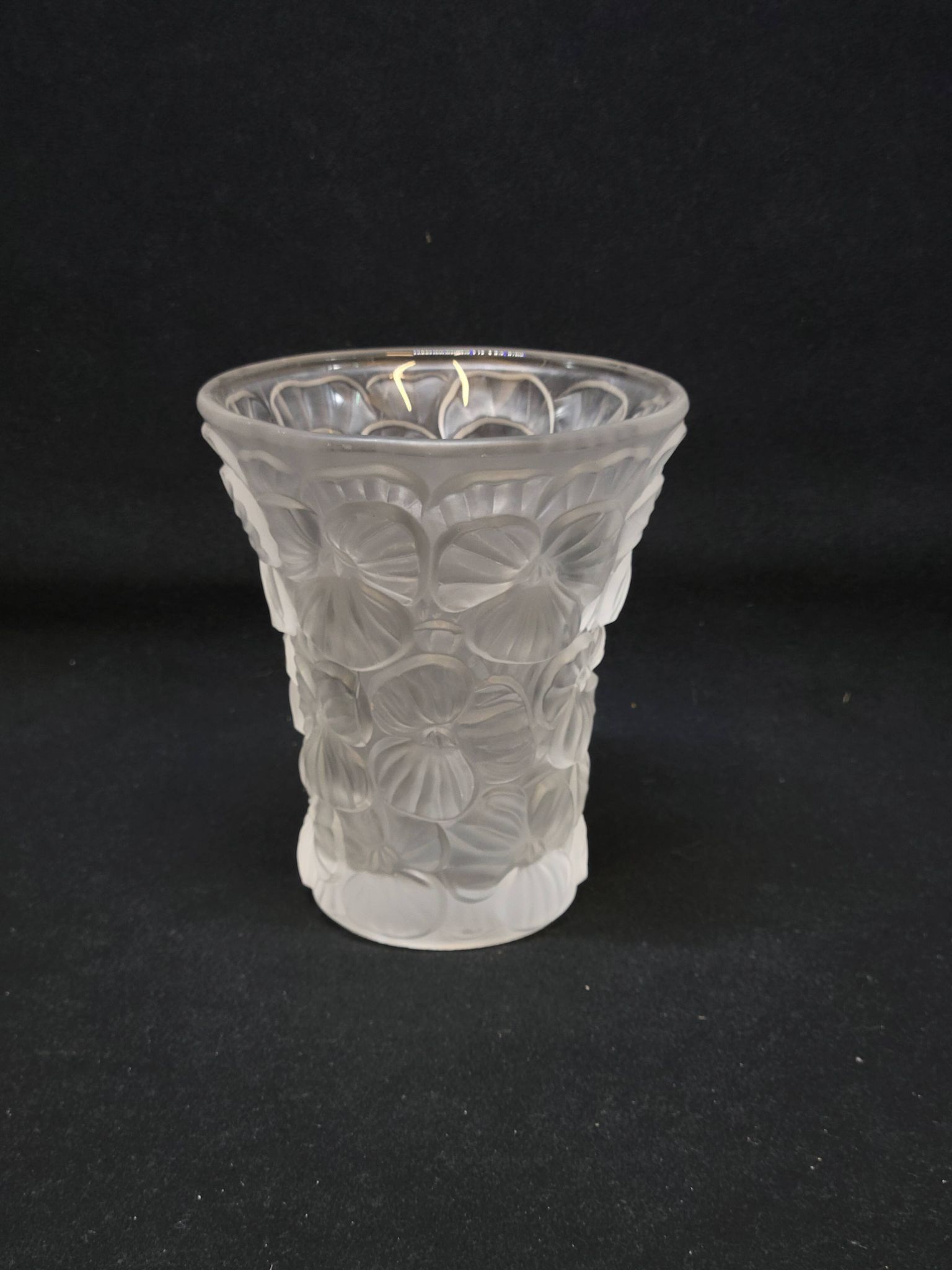 Josef Inwald Barolac Glassware Floral Vase Molded Pressed Frosted Art Glass
