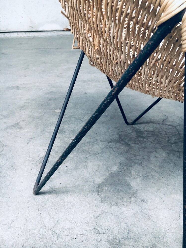 Mid-Century Modern Design Egg Basket Wicker Chairs, Italy, 1950s, Set of 3