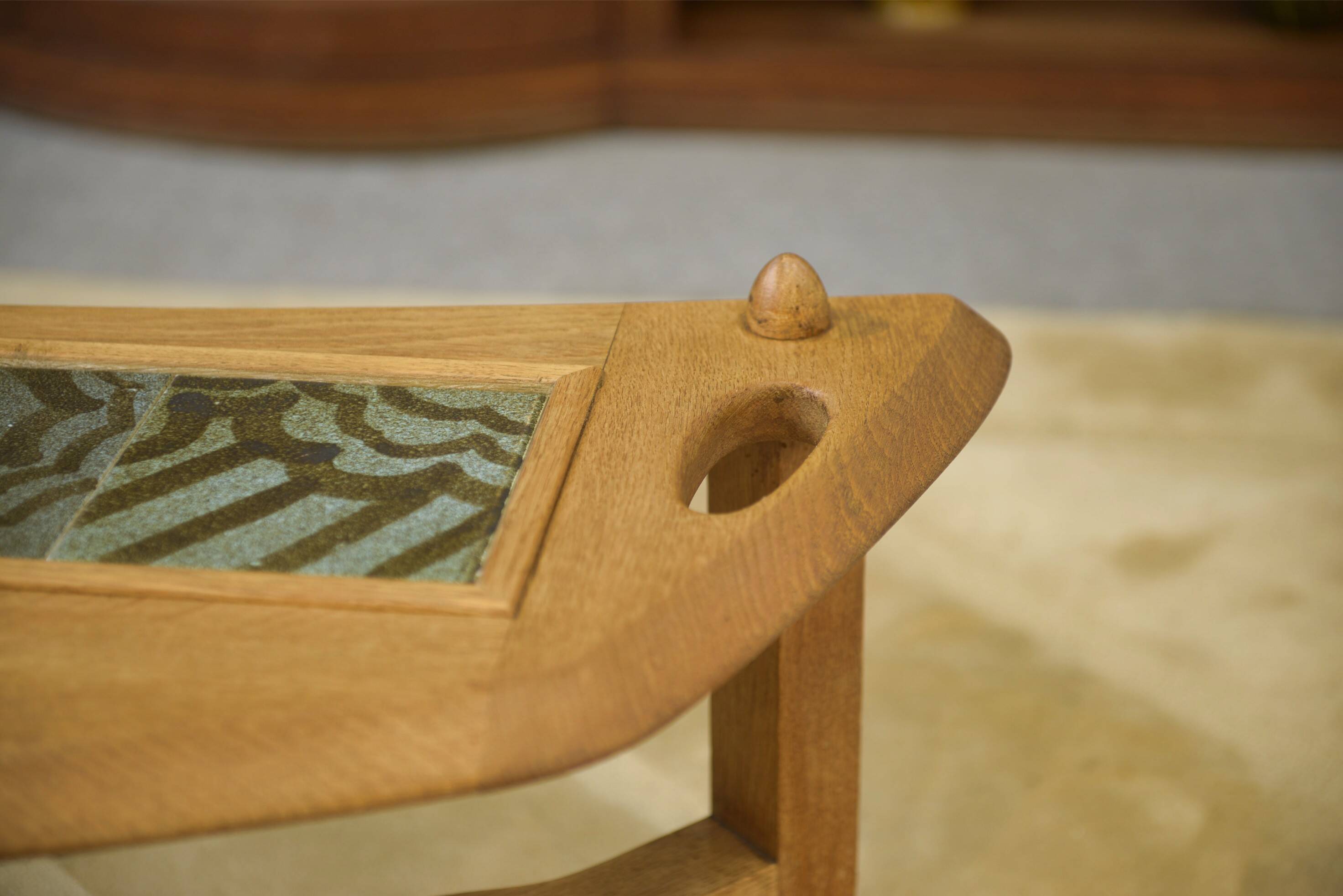 Oak and ceramic coffee table by Guillerme and Chambron for Votre Maison 1950s