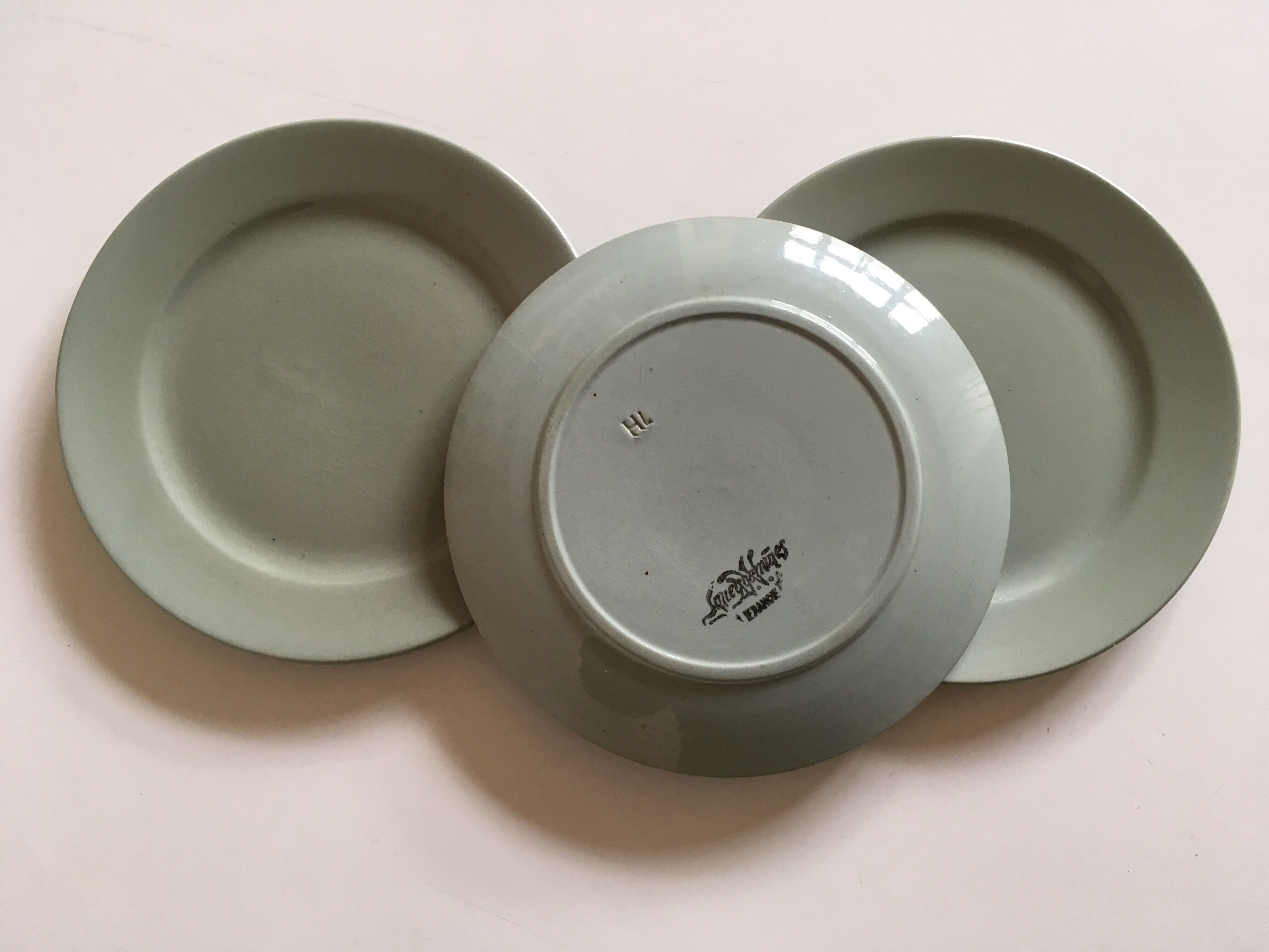 Celadon Sarreguemines earthenware dessert plates