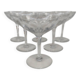 6 coupes à champagne en cristal de val saint lambert, modèle Nestor Hamlet.