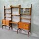 Mid-Century Modular Teak Free-Standing Wall Unit with Desk by John Texmon for Blindheim Mobelfabrik,