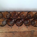 Arcoroc - 11 tasses à café vintage verre fumé