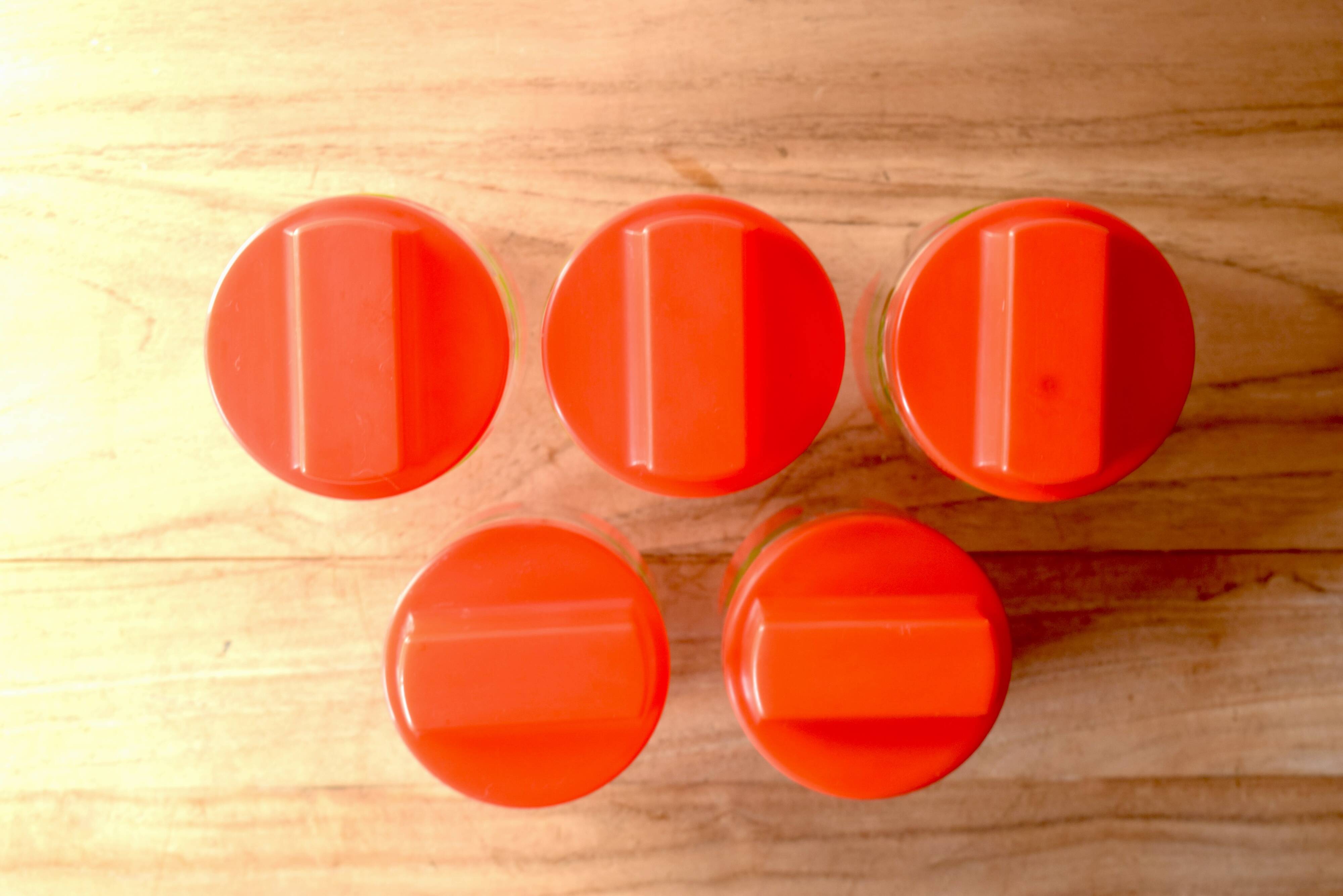 Set of 5 vintage Henkel Pommes pots - advertising edition for Gulf