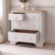 English commode of beautiful craftsmanship enhanced in pearl grey with a waxed finish.