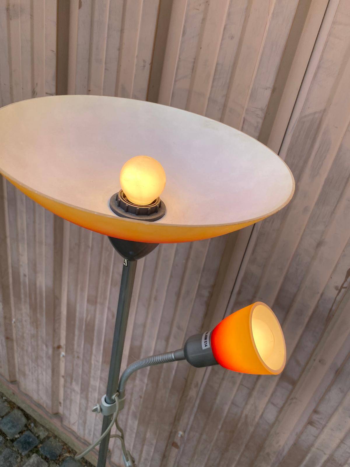 Globo floor reading lamp – Orange/yellow glass lampshades from the 1920s