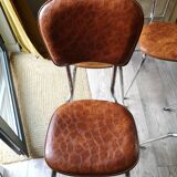 Lot of 4 vintage chairs in skai camel croc effect