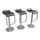 3 adjustable bar stools Lapalma black leather, Italian design