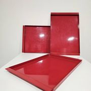 Vintage Italian Red Metal Trays / Mid-Century Modern Decorative Servin