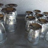 2 series of vintage glasses with black stems from the 1930s.