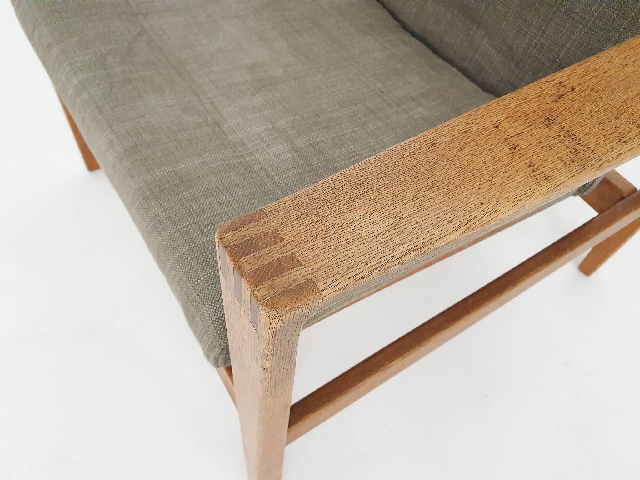 Mid-century oak high back lounge chair by Hartmut Lohmeyer for Wilkhahn, Germany 1960's