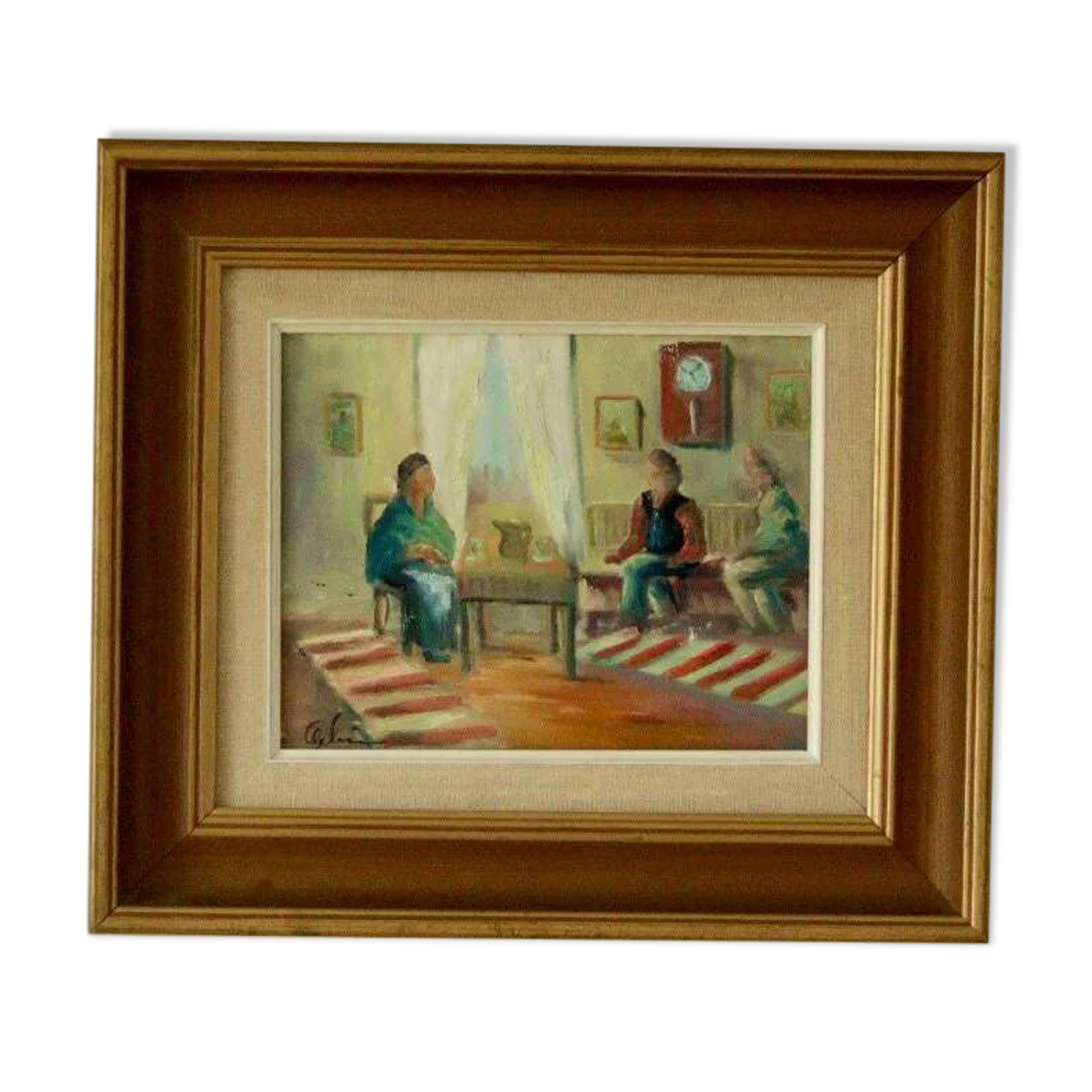 "Interior with Three People" by E. Wallin