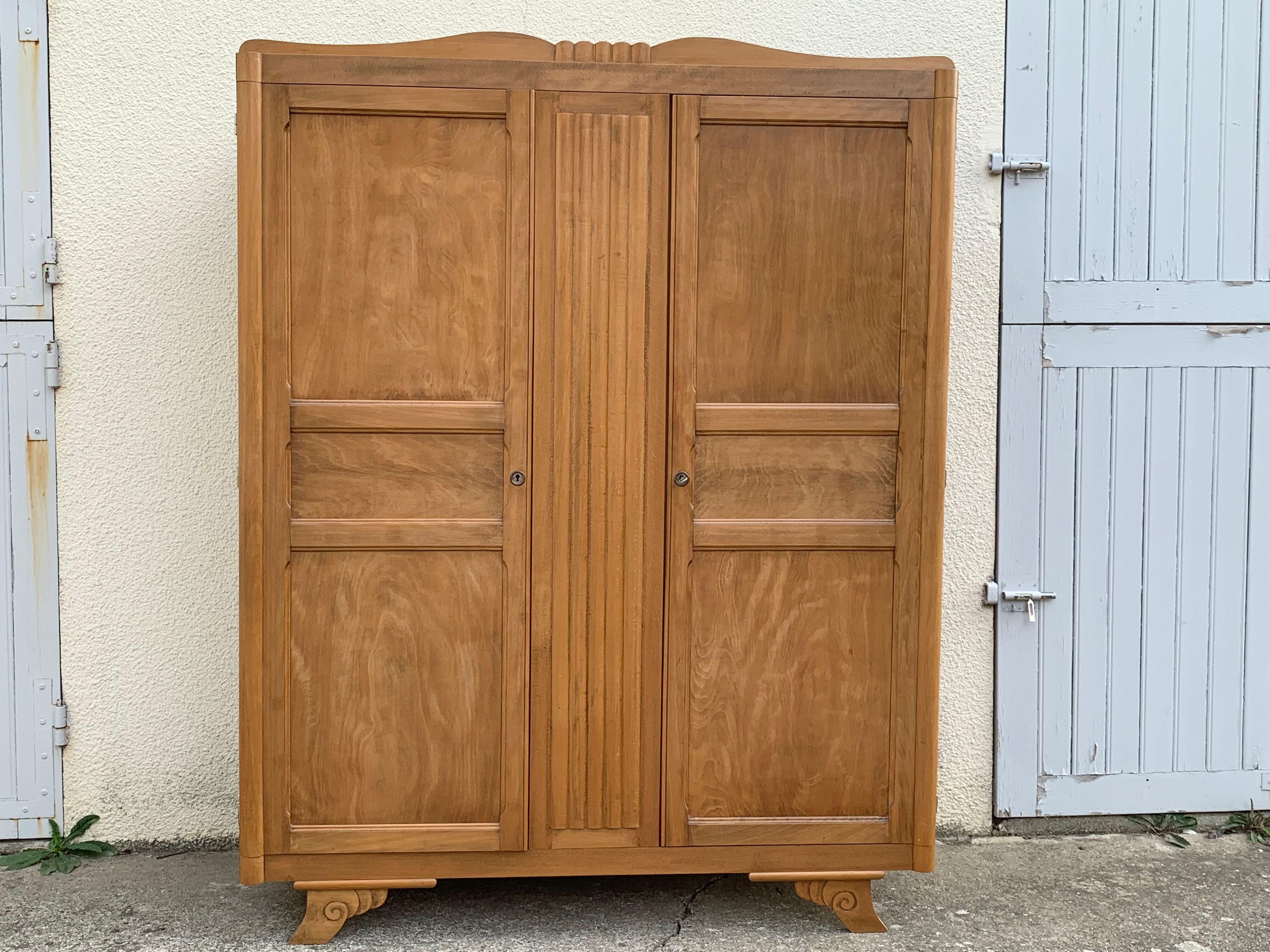 Parisian wardrobe art deco 1930 removable wardrobe beech solid