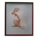 Dessin à la sanguine signé Jean Vyboud