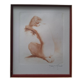 Drawing in technic of sanguine signed Jean Vyboud