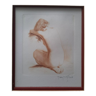 Dessin à la sanguine signé Jean Vyboud