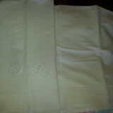 Cotton sheet evc his days and two handmade monograms R and Q