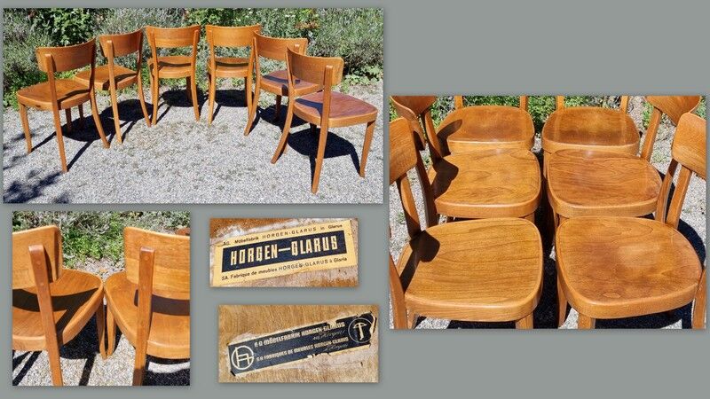Set 6 chairs bistro Classic Horgen-Glarus Switzerland 30s/50s