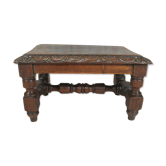 Old Foot rest, Lace bench in turned and carved wood, Folk Art of the XIX